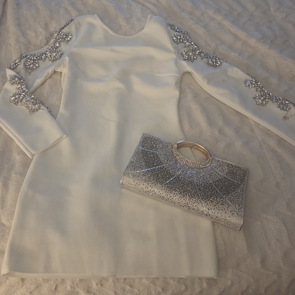 White Dress with Silver Embellishments